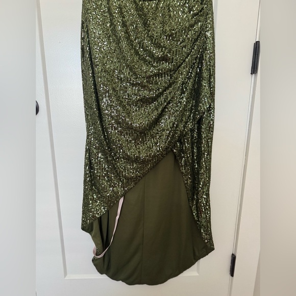 Mac Duggal 11272 Elegant Olive Green Sequin Dress - Picture 8 of 9